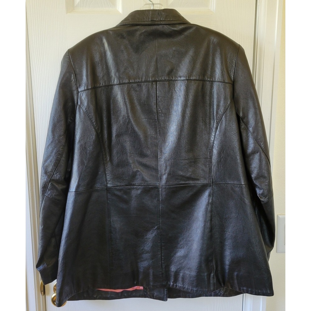 Style & Co Jacket Faux Leather Size XL? Black Buttons Casual Pockets Lined‎ - Picture 7 of 8